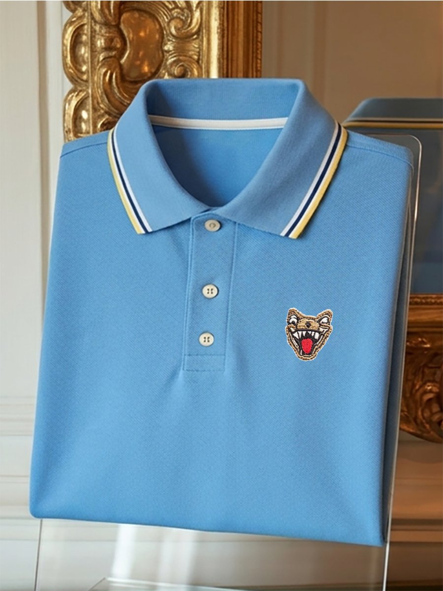 Men's Business Stroped Short-Sleeve Polo Shirt