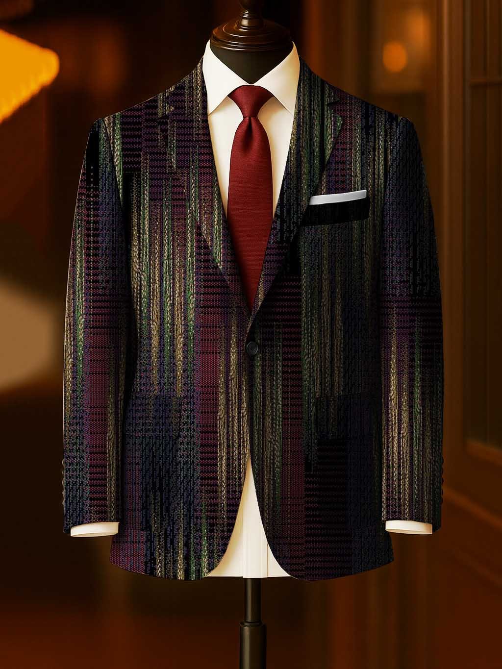 Men's Business Casual Large Pocket Print Blazers