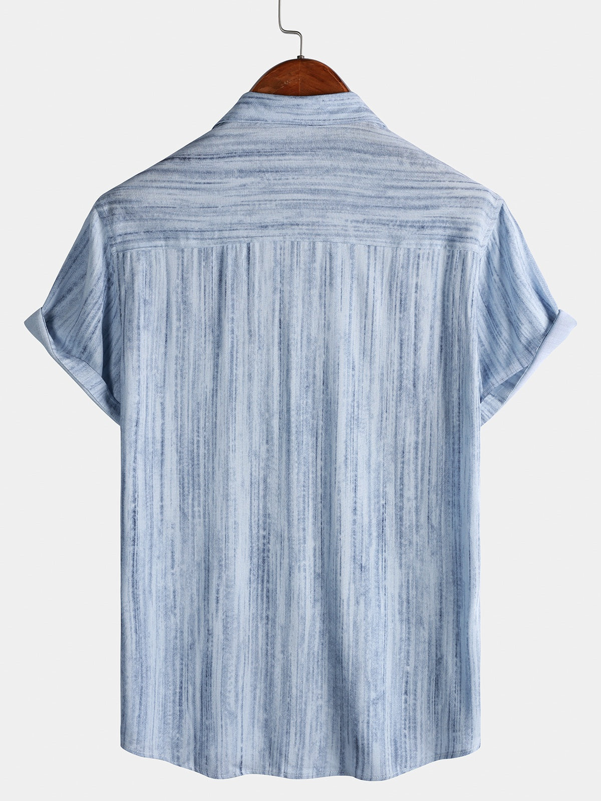 Men’s Light Blue Striped Short Sleeve Breathable Cool Casual Summer Shirt