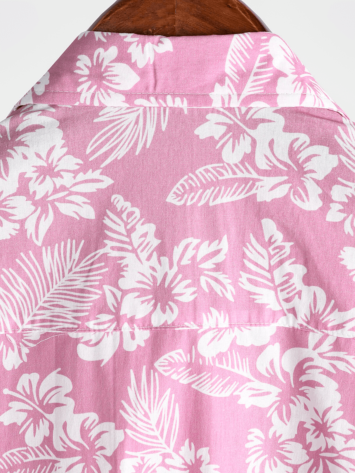 Men's Pink Cotton Hawaiian Floral Button Up Summer Short Sleeve Shirt