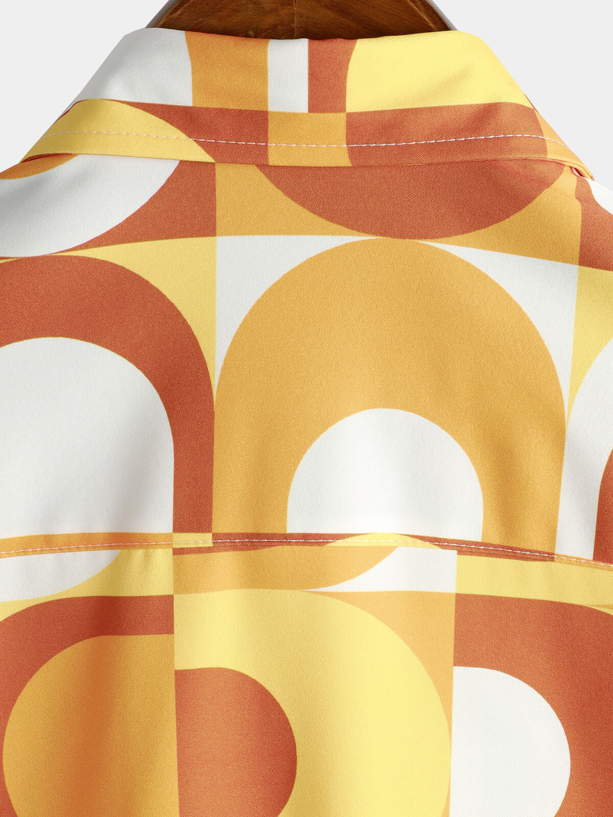 Men's Summer Retro Button Up Vintage Orange 70s Geometric Disco Summer Beach Cool Short Sleeve Shirt