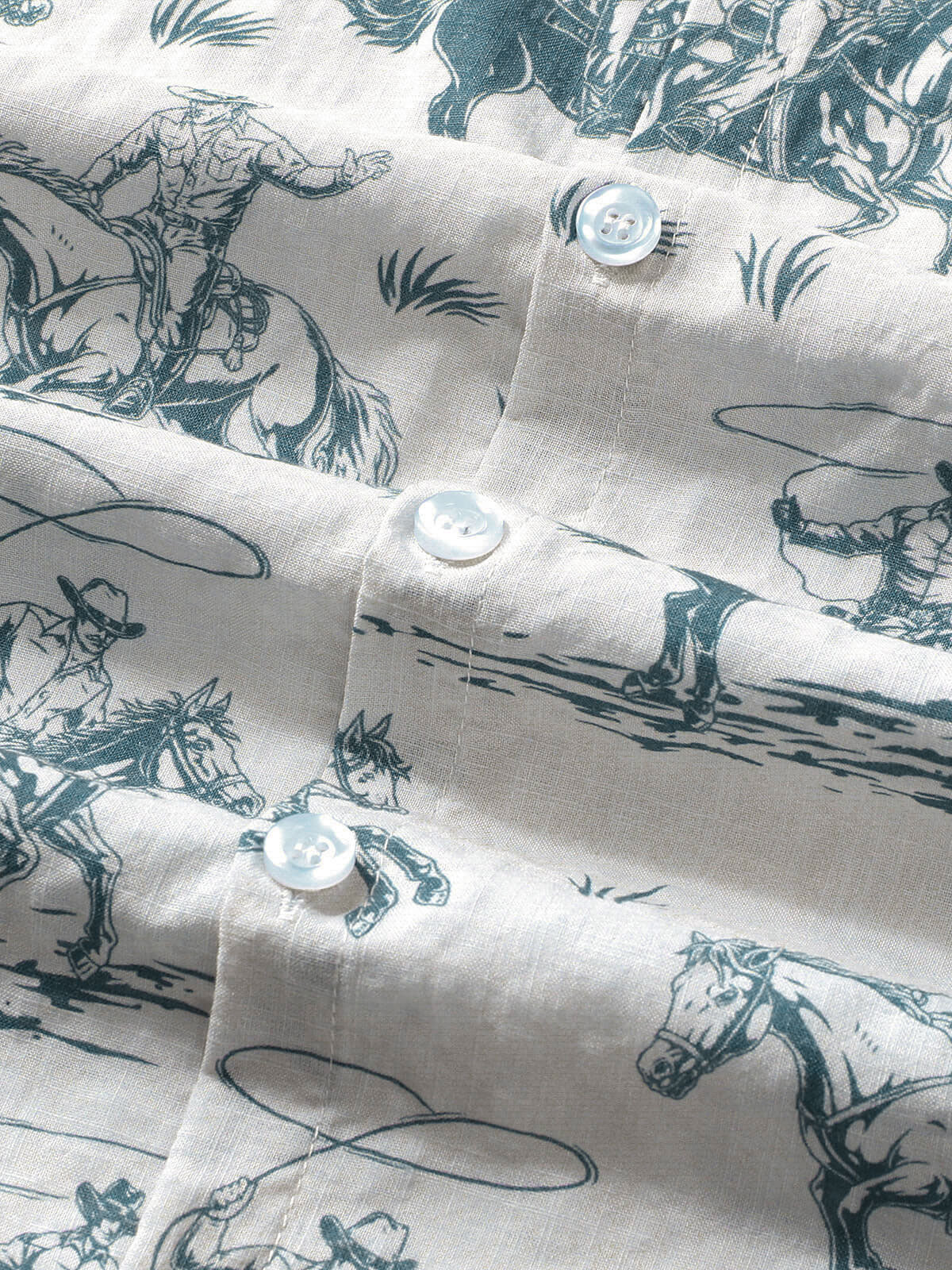 Men's Horse Print Cowboy Button Up Holiday Short Sleeve Shirt