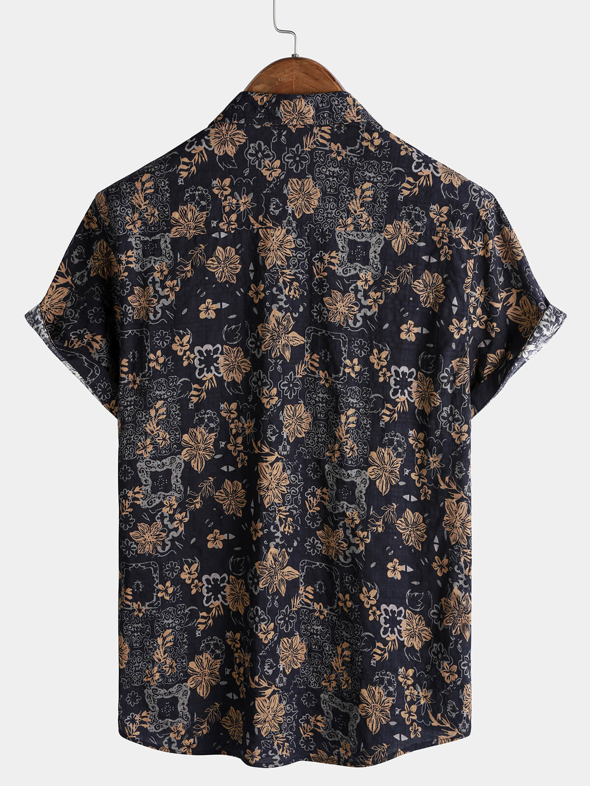 Men's Vintage Floral Print Bohemian Beach Short Sleeve Shirt