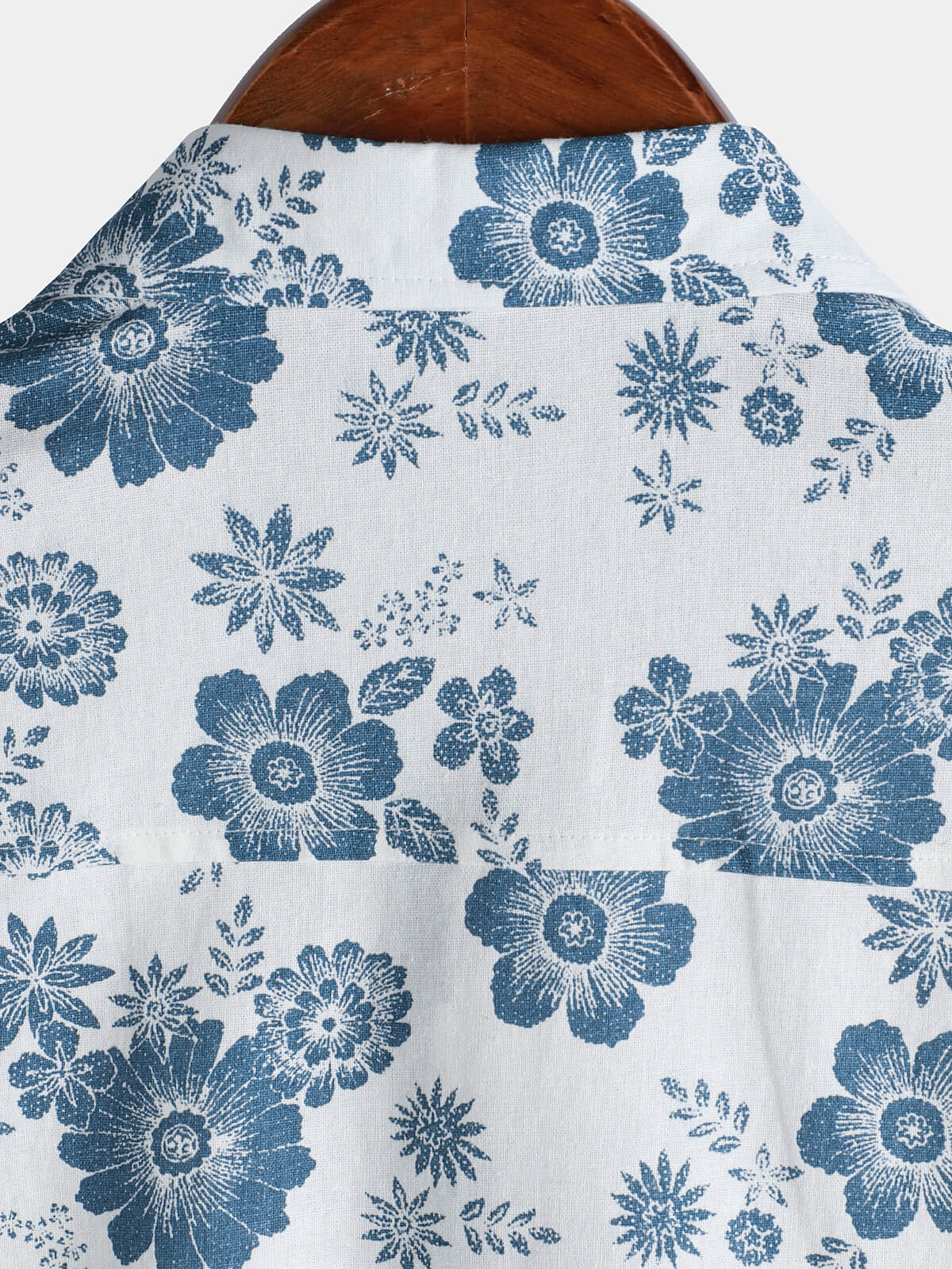 Men's Blue Daisy Print Breathable Cotton Island Cruise Summer Holiday Resort Shirt