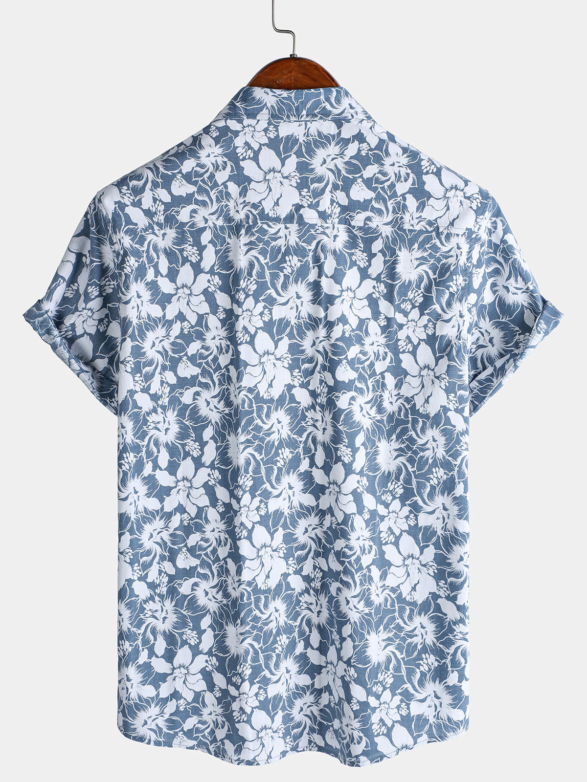 Men's Holiday Floral Print Hawaiian Beach Cotton Short Sleeve Shirt