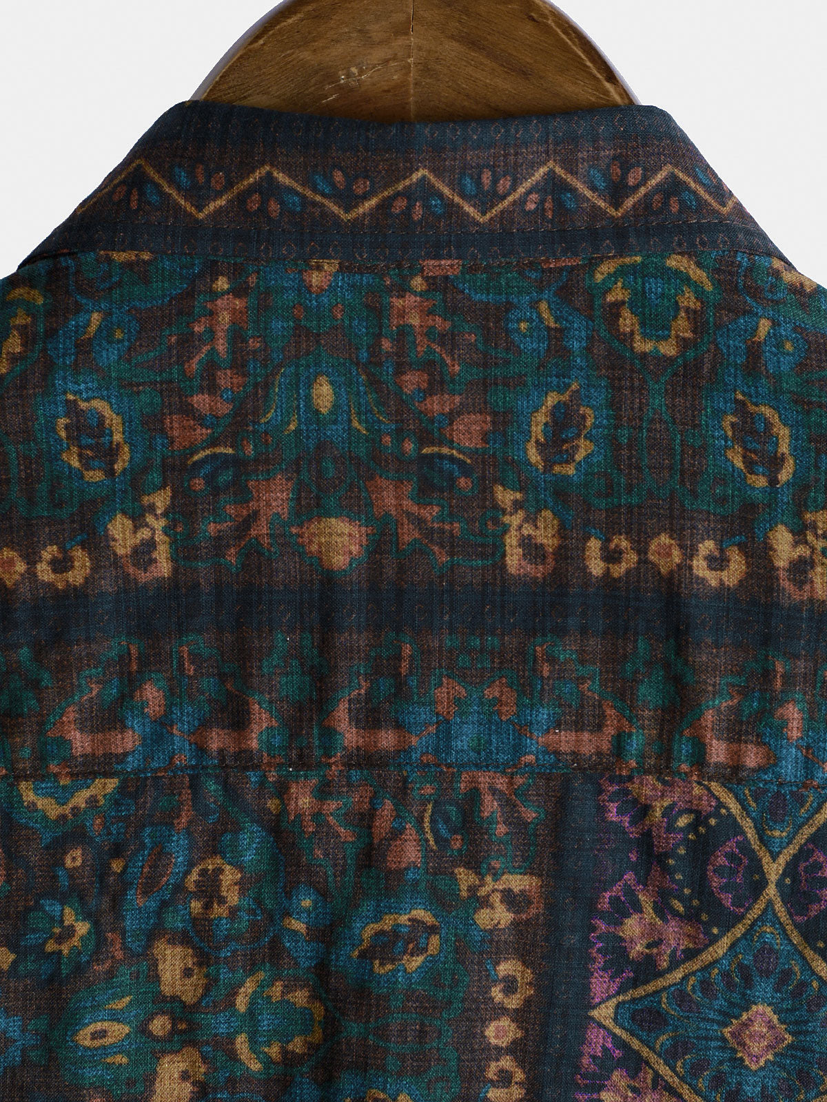 Men's Boho Retro Floral Print Striped Shirt