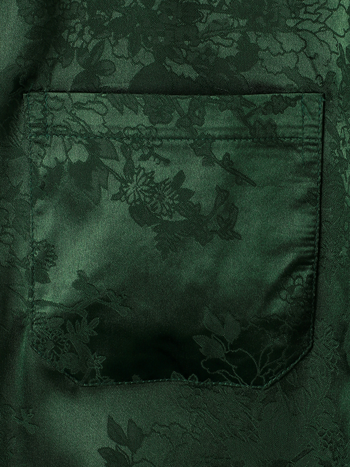 Men's Jacquard Pocket Silky Satin Floral Short Sleeve Shirt