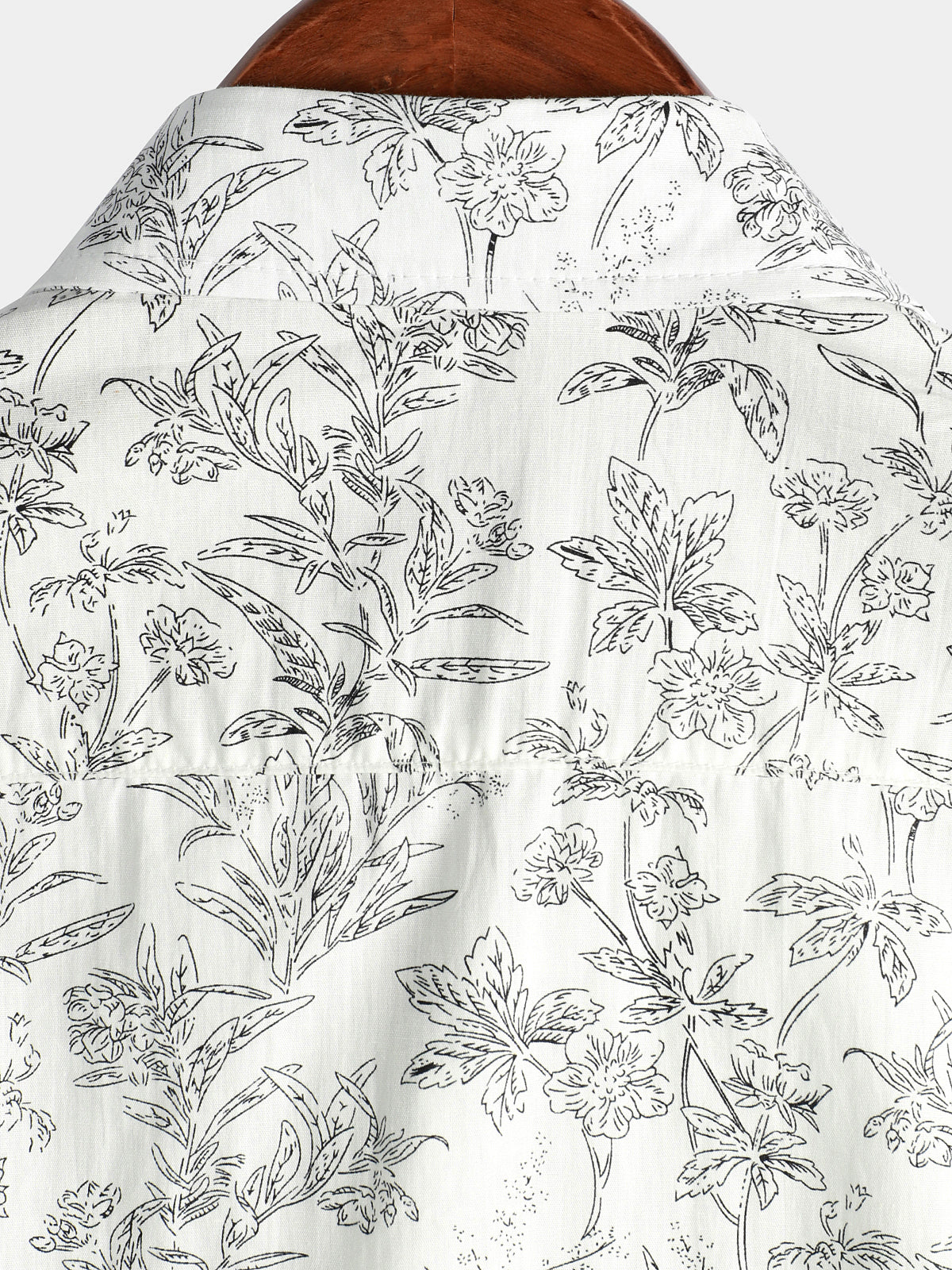 Men's Summer Floral Print Cotton Button Up Beach White Hawaiian Shirt