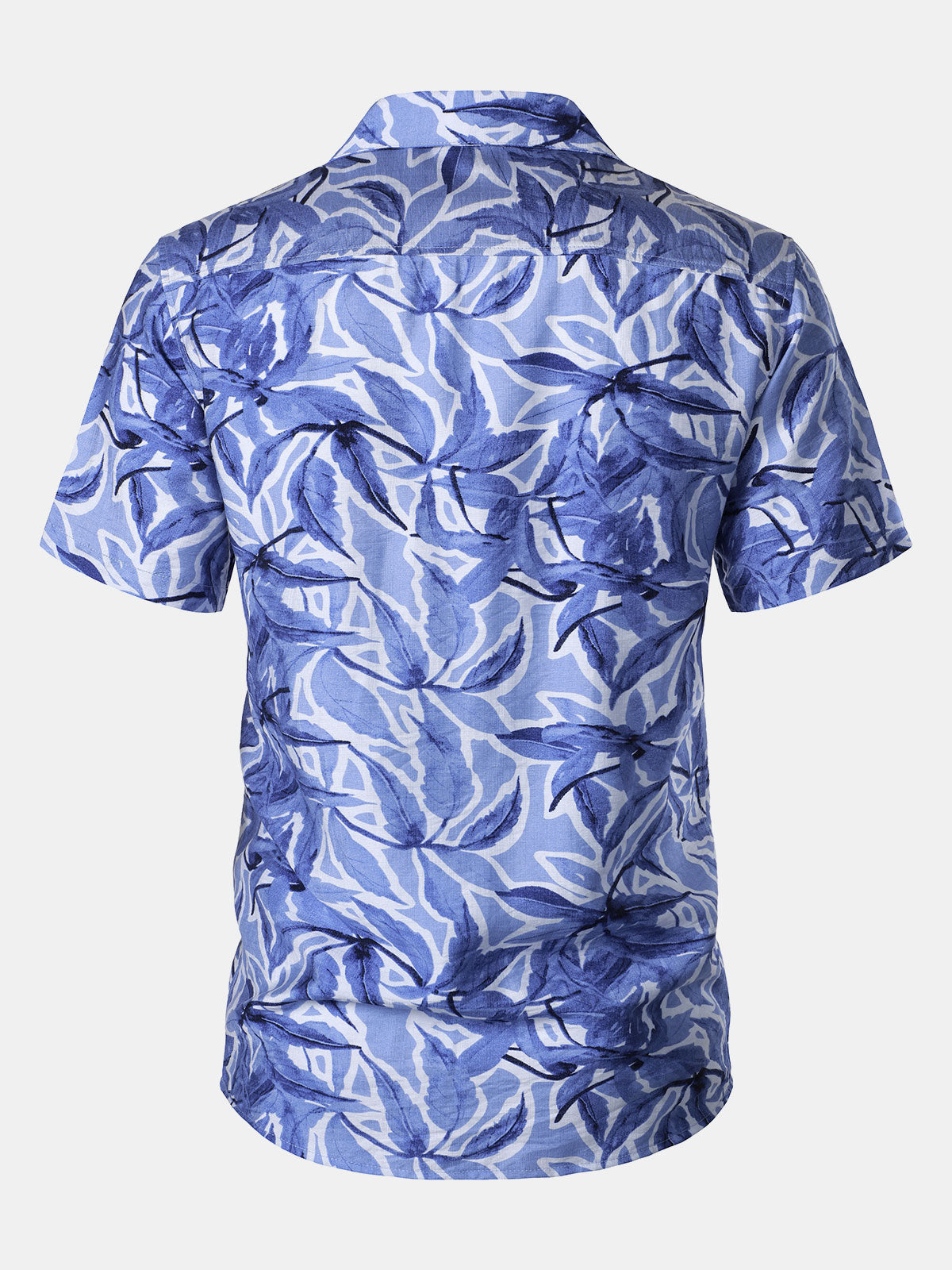 Men's Blue Tropical Print Pocket Resort Short Sleeve Shirt