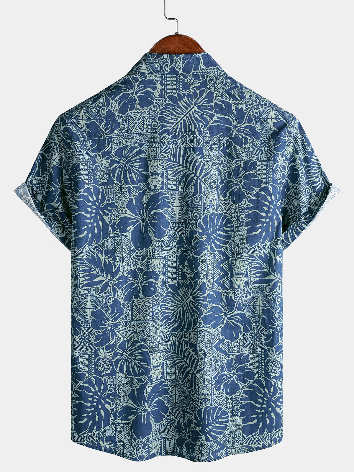 Men's Breathable Short Sleeve Tropical Botanical Cotton Shirt