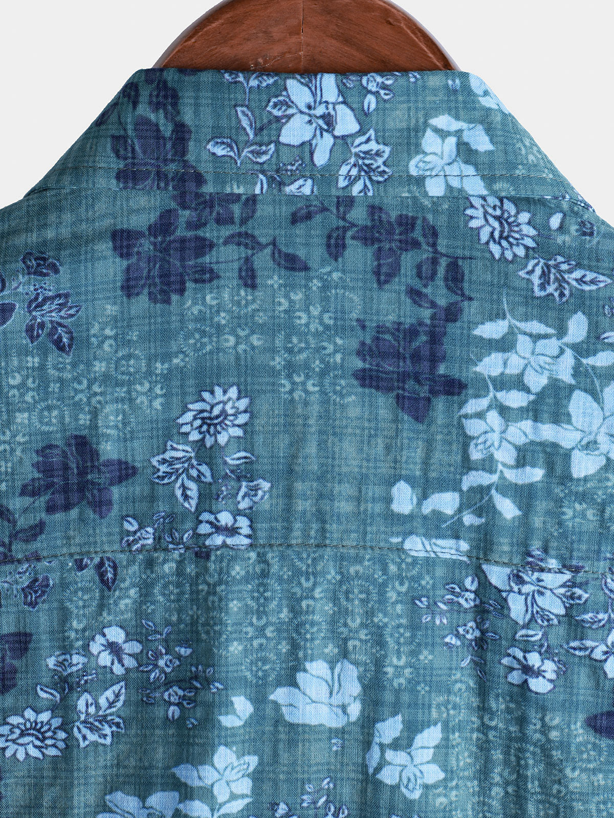 Men's Blue Floral Holiday Casual Pocket Short Sleeve Retro Shirt