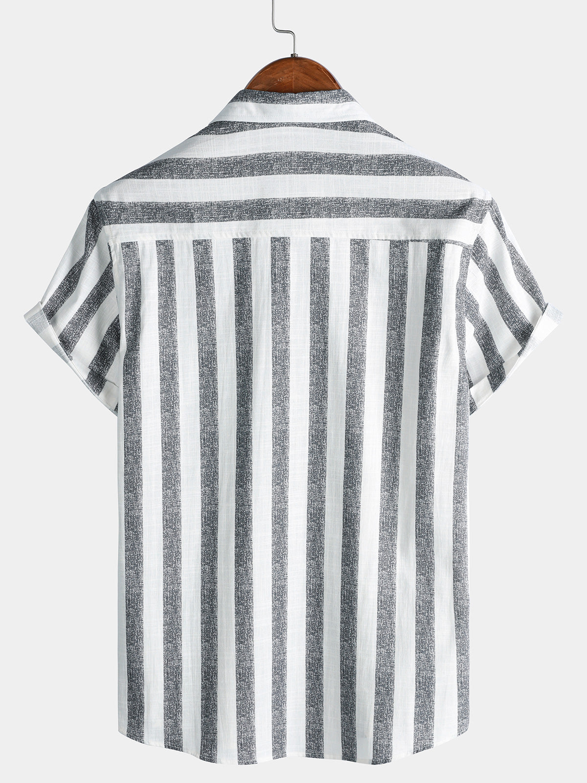 Men’s Breathable Cotton Stripe Short Sleeve Lightweight Cool Casual Summer Shirt