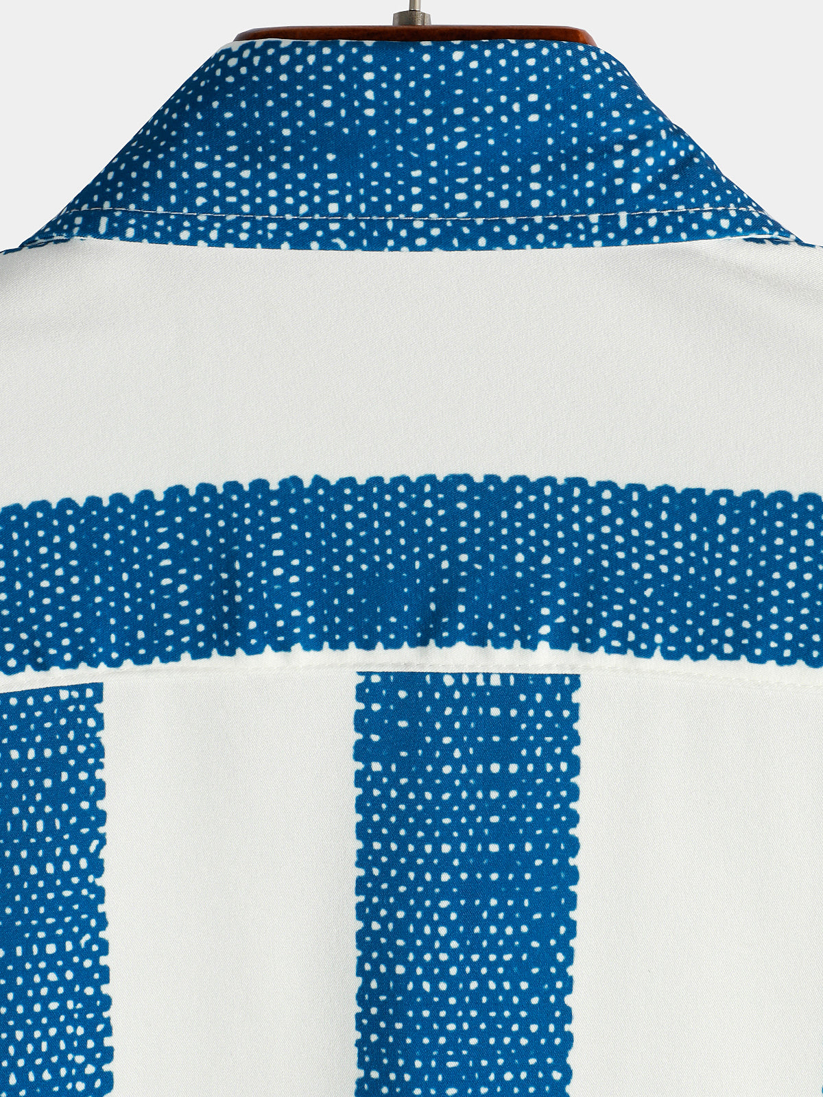 Men's Vintage Blue Vertical Striped Casual Short Sleeve Shirt