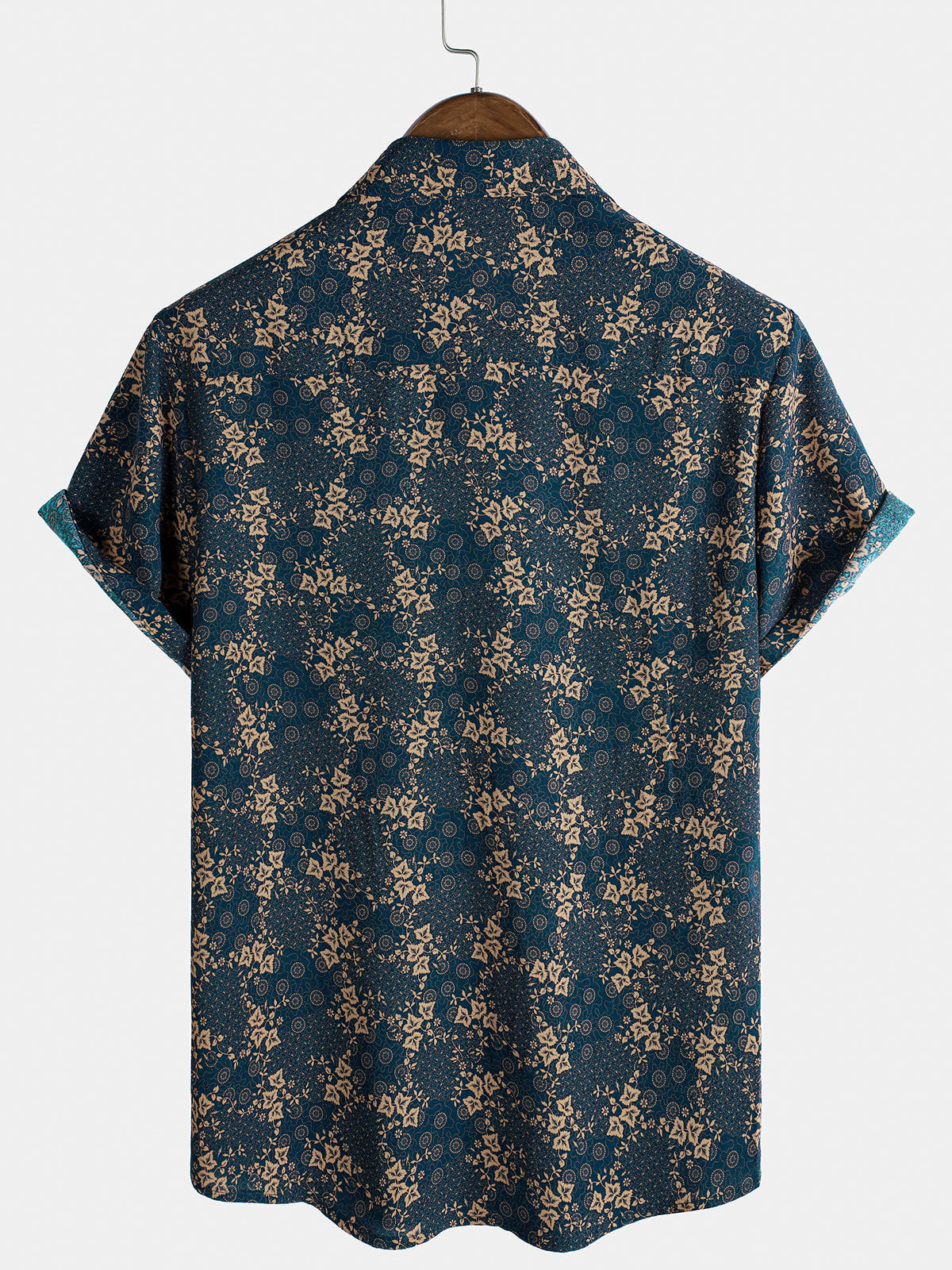Men's Summer Retro Print Pocket Holiday Shirt