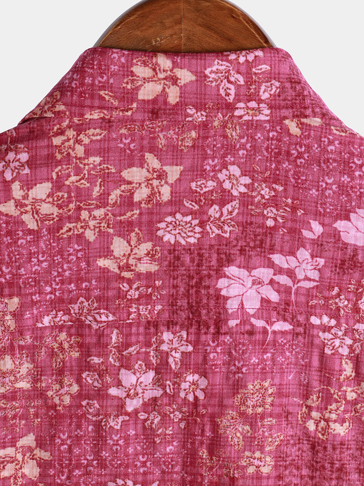 Men's Pink Floral Holiday Casual Pocket Short Sleeve Retro Shirt