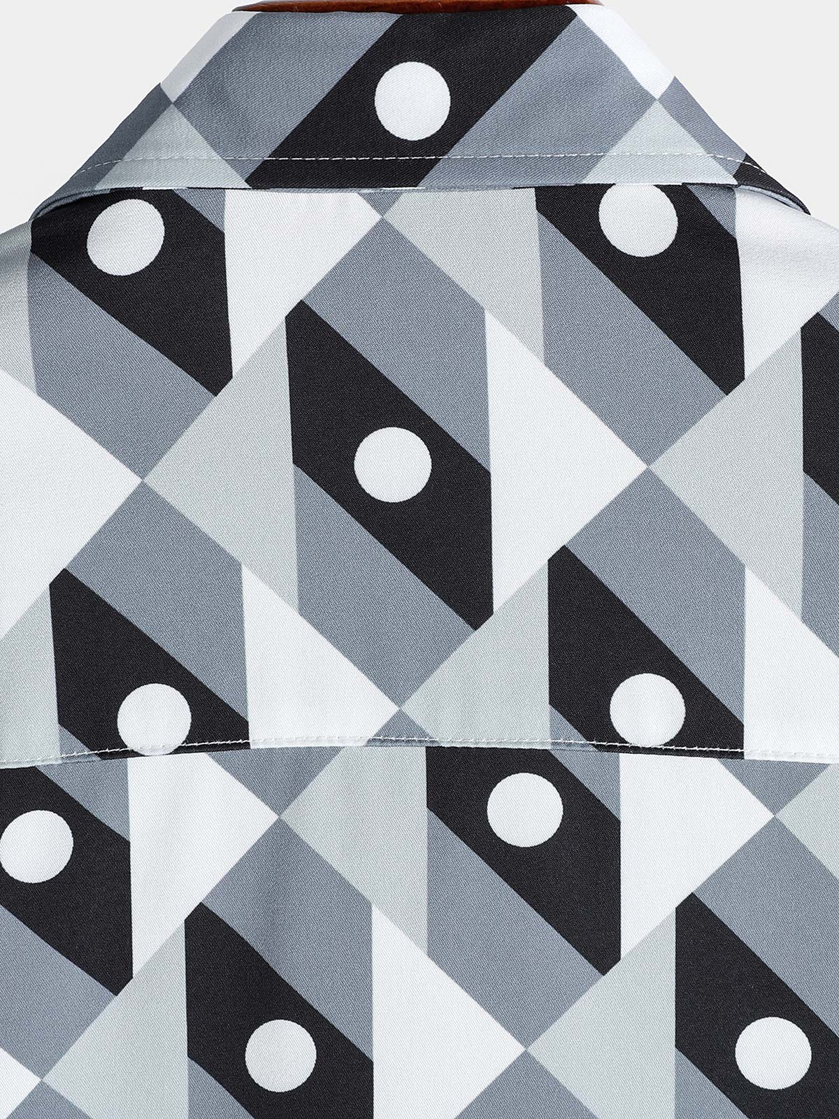 Men's Grey Geometric Graphic Leisure Coastal Weekend Travel Tropical Summer Shirt