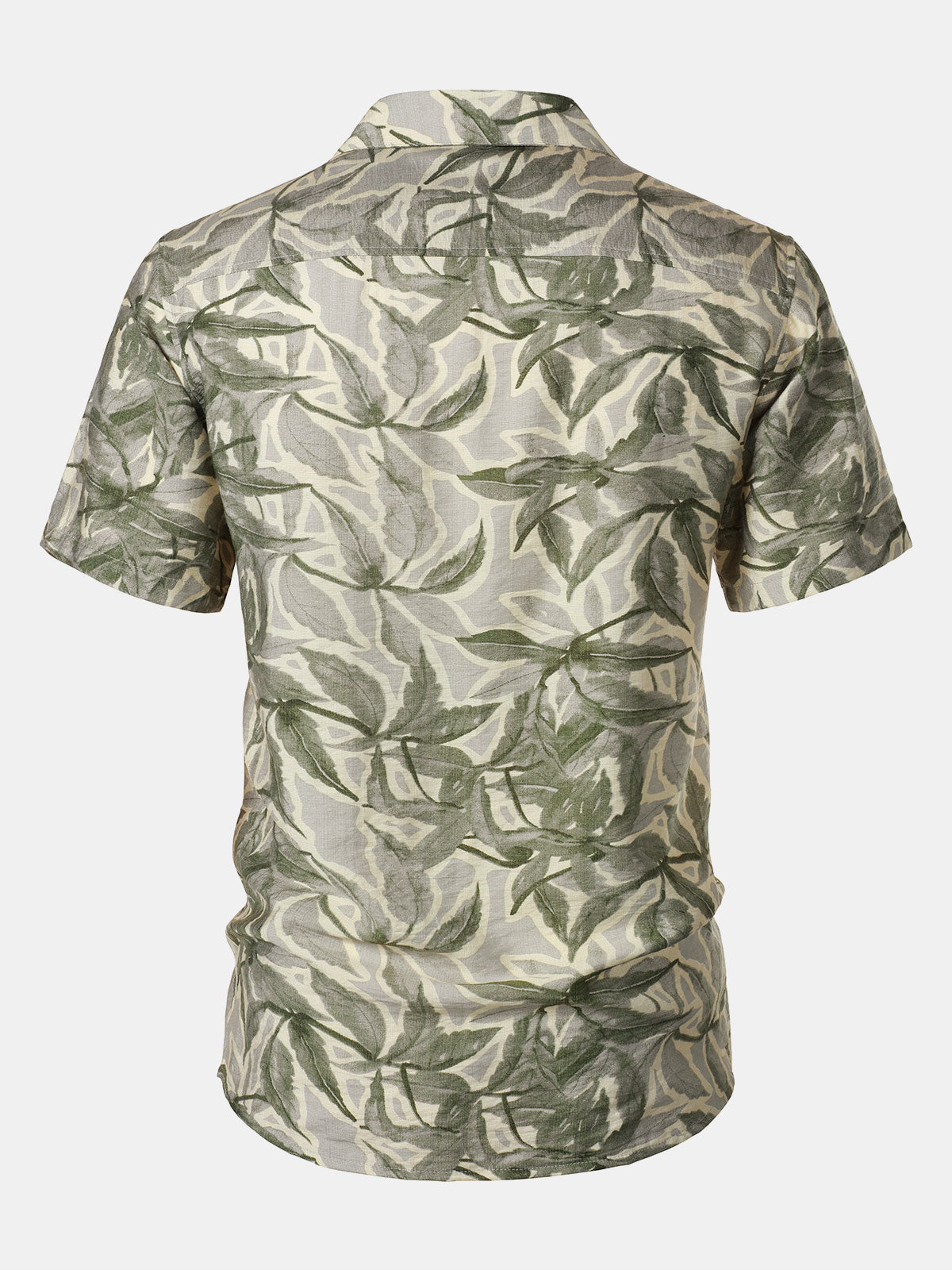 Men's Green Tropical Print Pocket Resort Short Sleeve Shirt