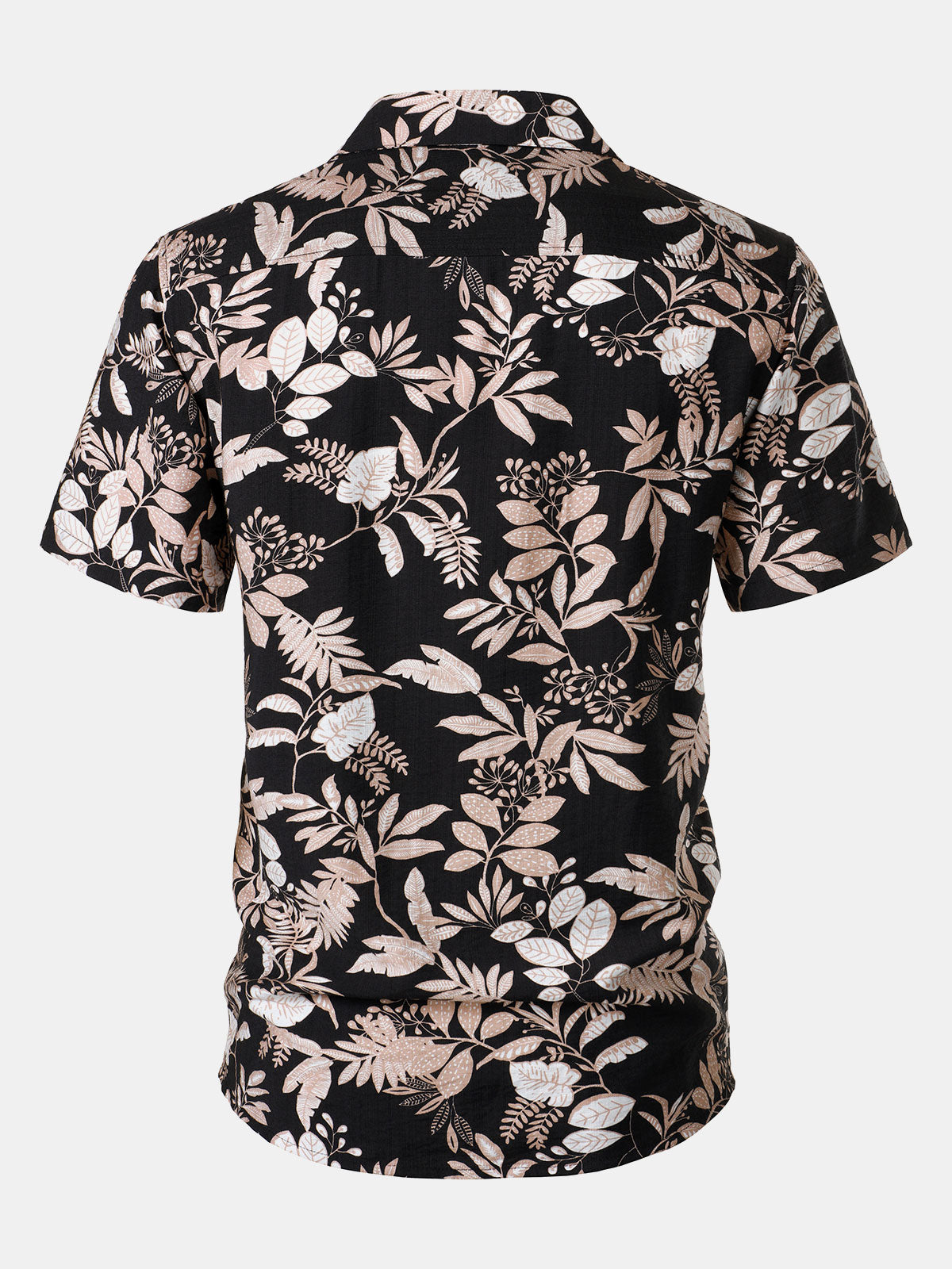 Men's Tropical Leaf Print Summer Beach Short Sleeve Shirt