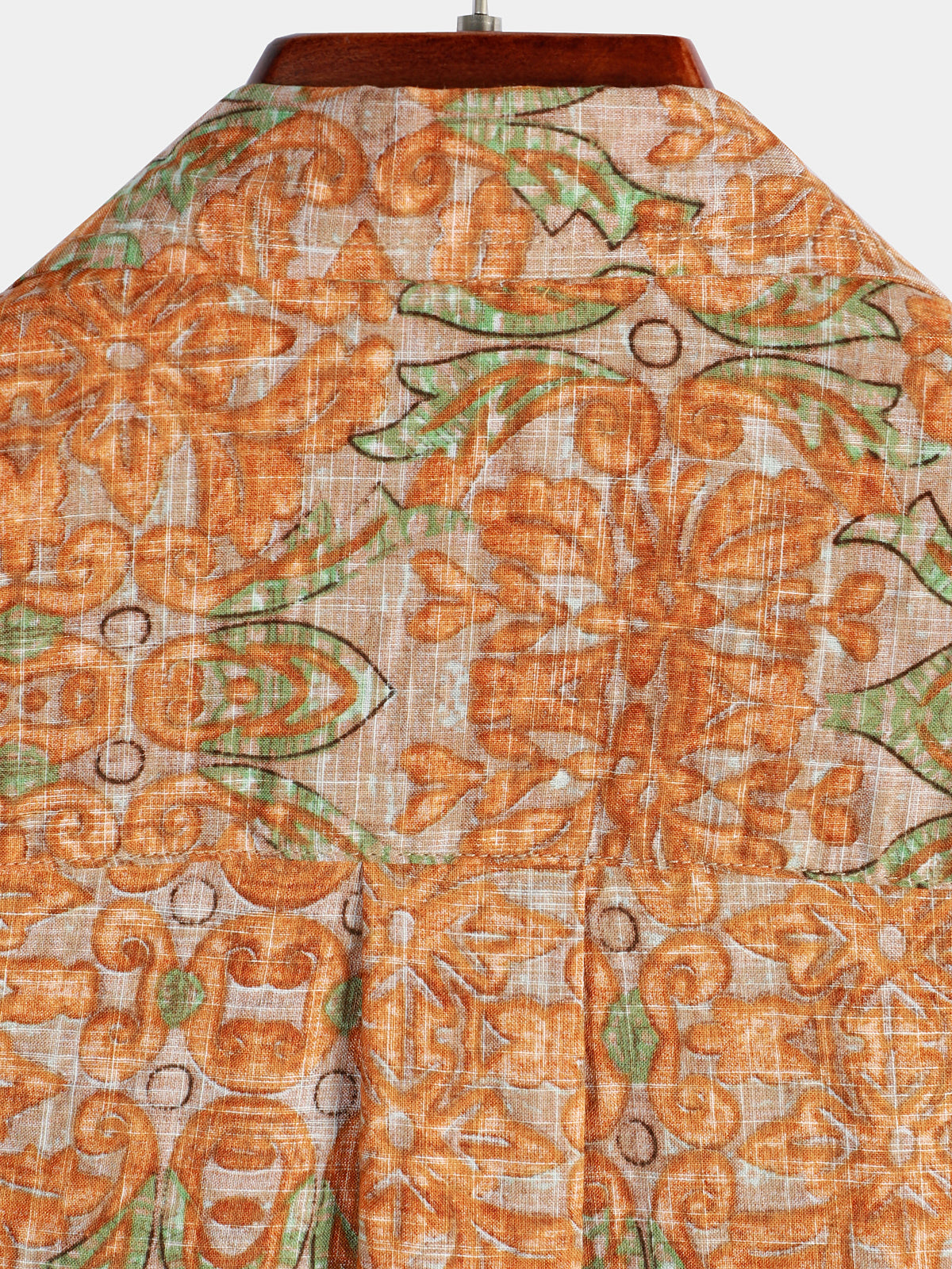 Men's Retro Casual Button Up Pocket Beach Vintage Orange Short Sleeve Shirt
