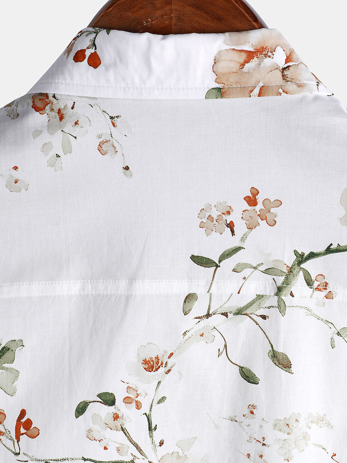 Men's Flower Print Cotton Hawaiian Floral Short Sleeve Shirt