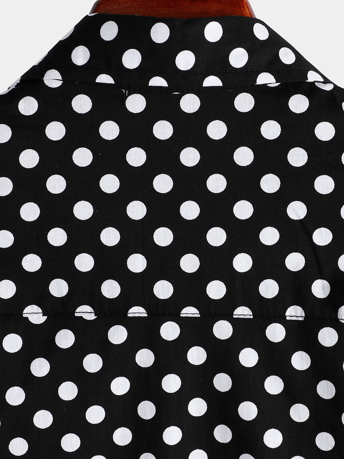 Men's Cotton Casual Polka Dot Summer Black Pocket Short Sleeve Shirt