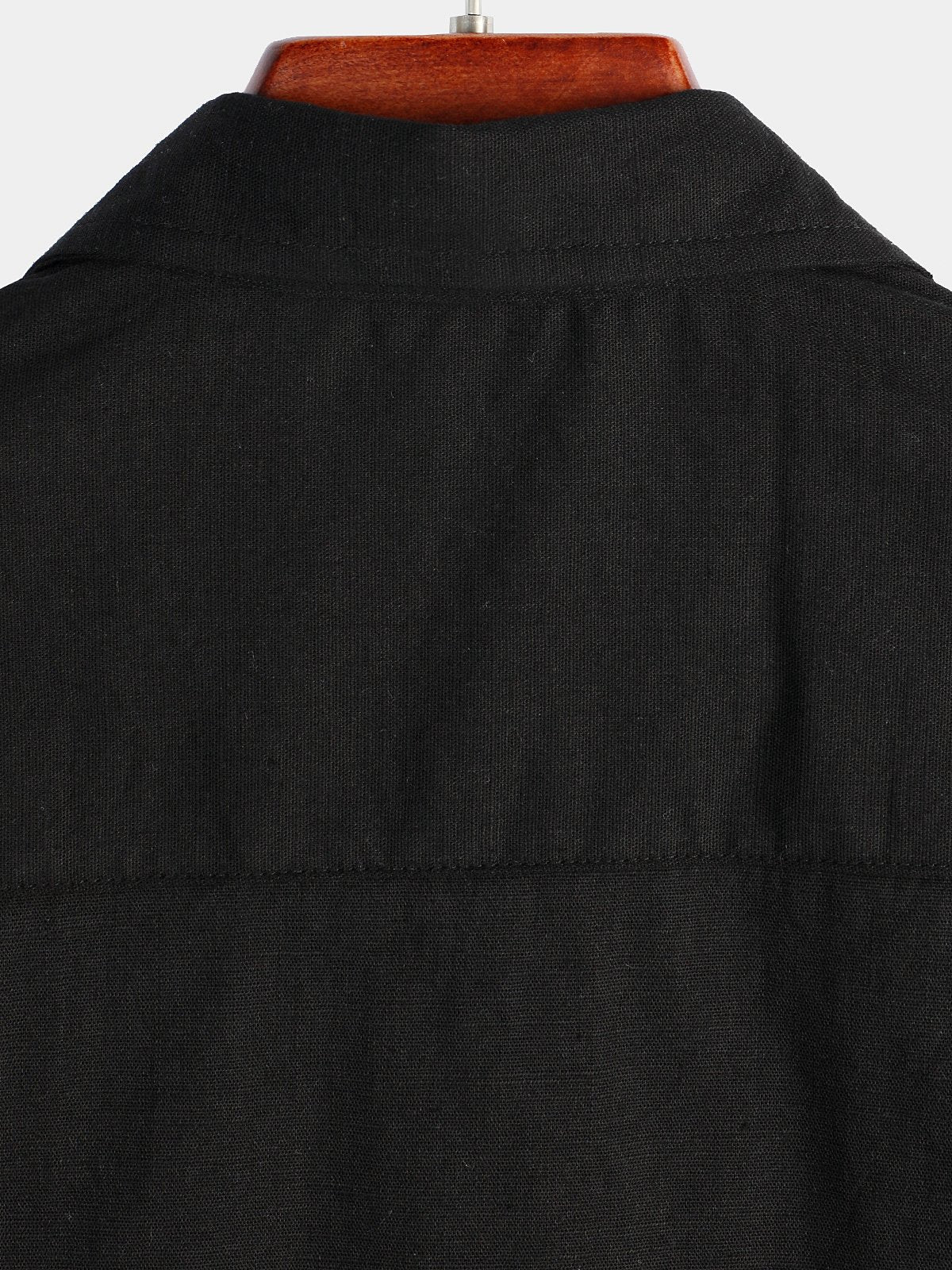 Men's Solid Color Linen Cotton Pocket Casual Short Sleeve Shirt