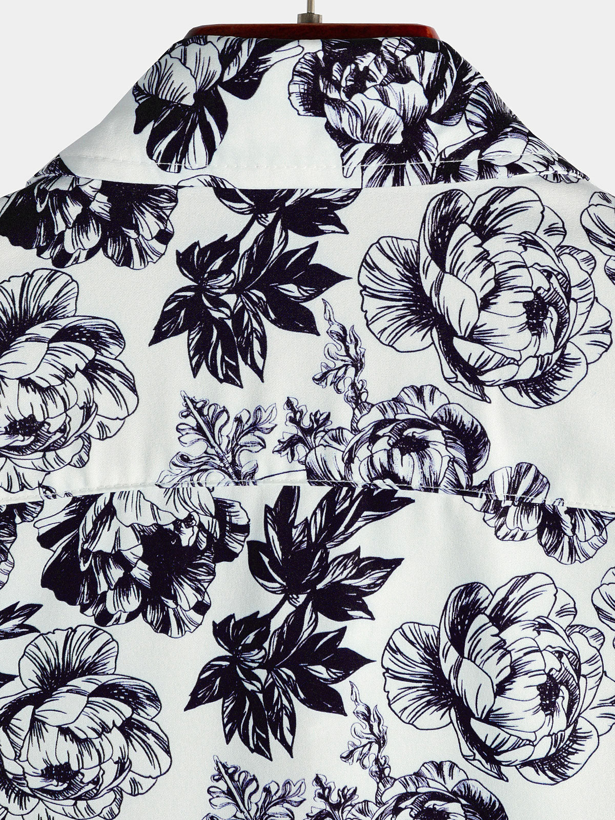 Men's Black Punk Rock Crown Floral Skull Print Short Sleeve Shirt
