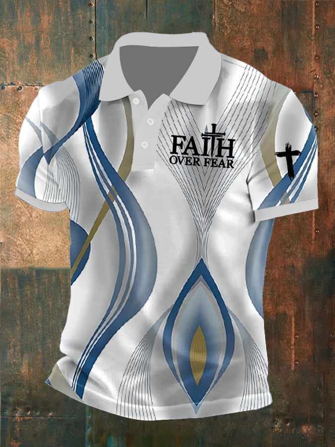 Men's Faith Cross Casual Printed POLO Shirt