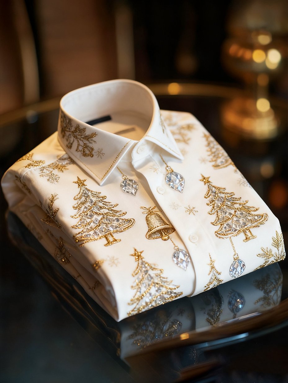 Men's Christmas Long Sleeve Button-Down Shirt