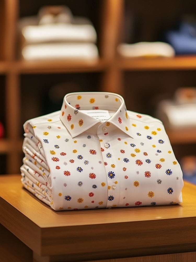 Men's Business Casual Floral Lapel Short Sleeve Shirt
