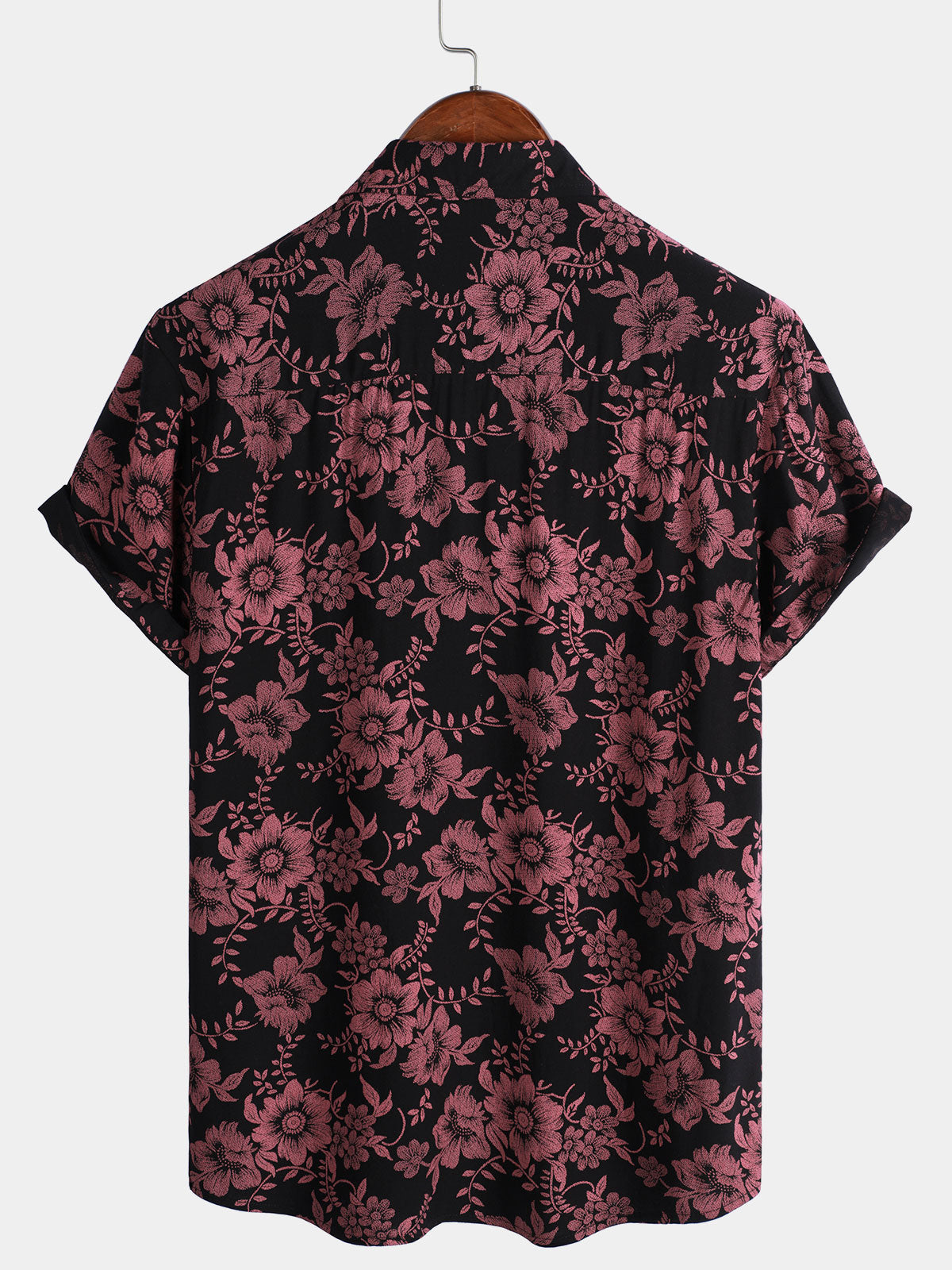 Men's Floral Print Vintage Flower Holiday Breathable Button Up Hawaiian Short Sleeve Shirt