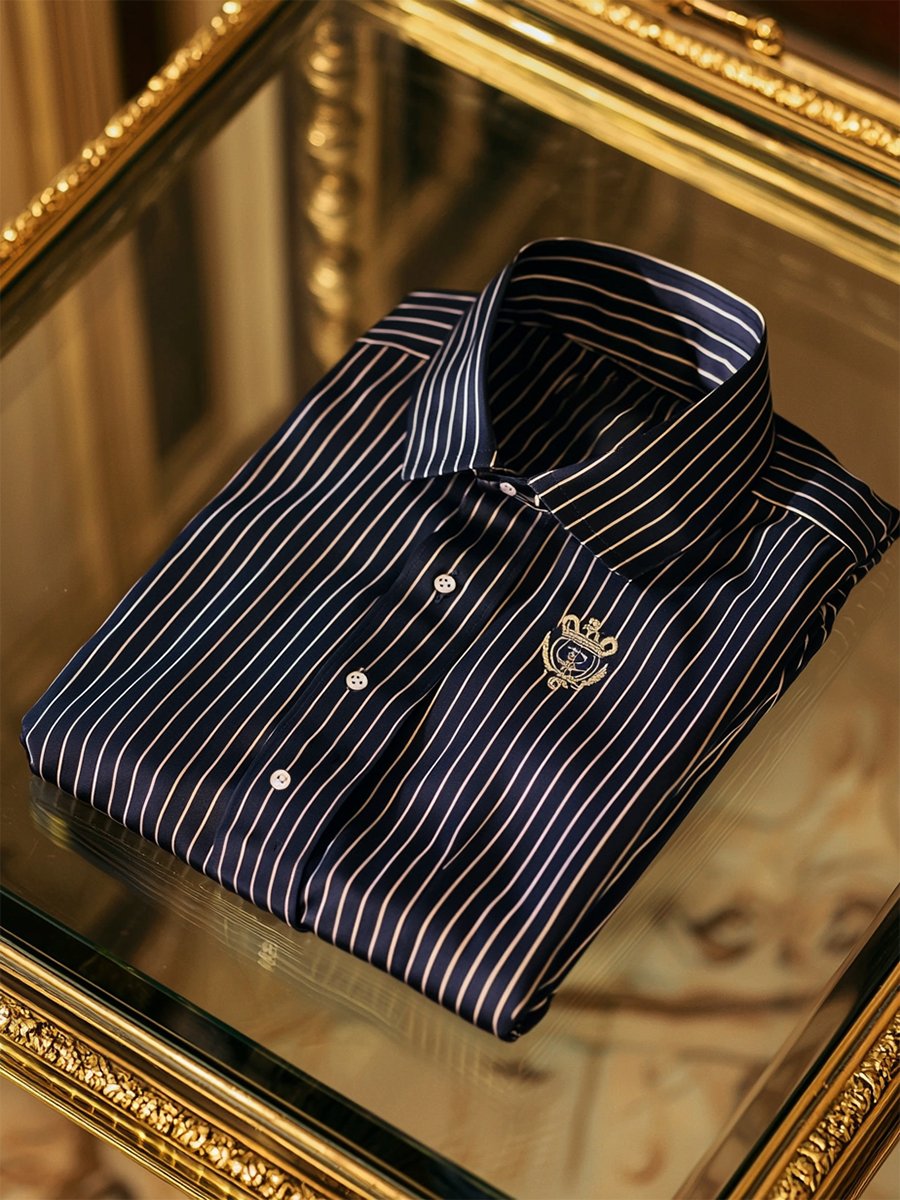 Men's Satin Luxury Business Striped Short Sleeve Button Shirt
