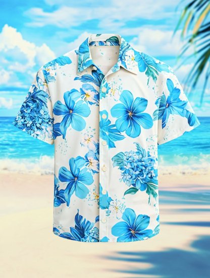 Men's Lapel Hawaiian Retro Casual Vacation Short Sleeve Shirt