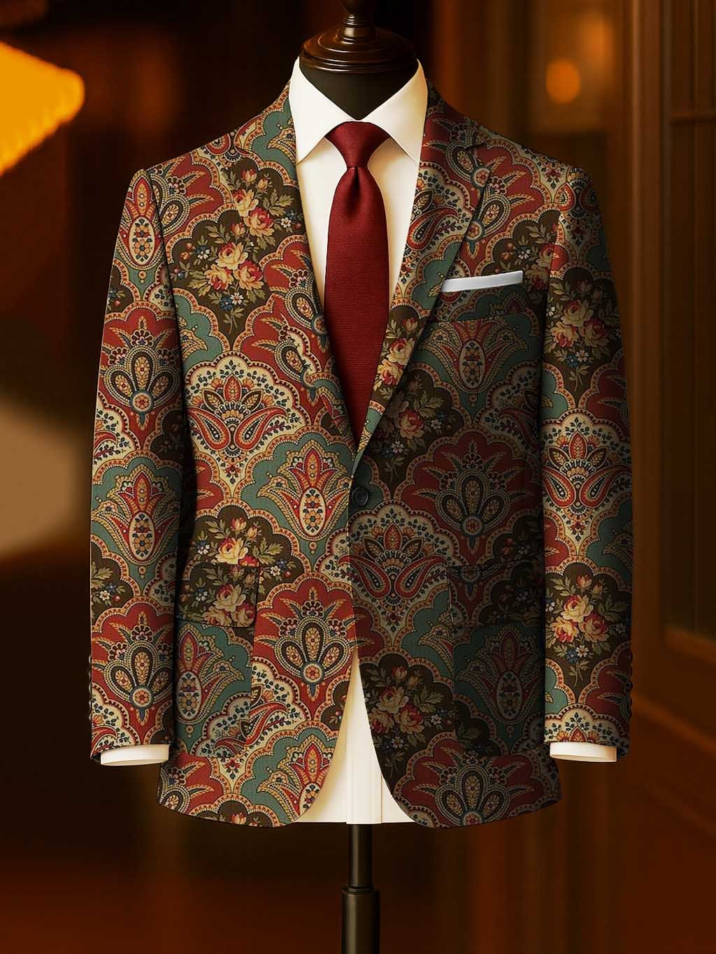 Men's Business Casual Large Pocket Print Blazers