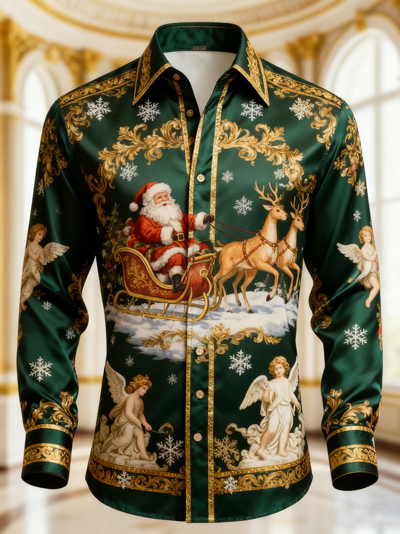 Men's Christmas Long Sleeve Button-Down Shirt