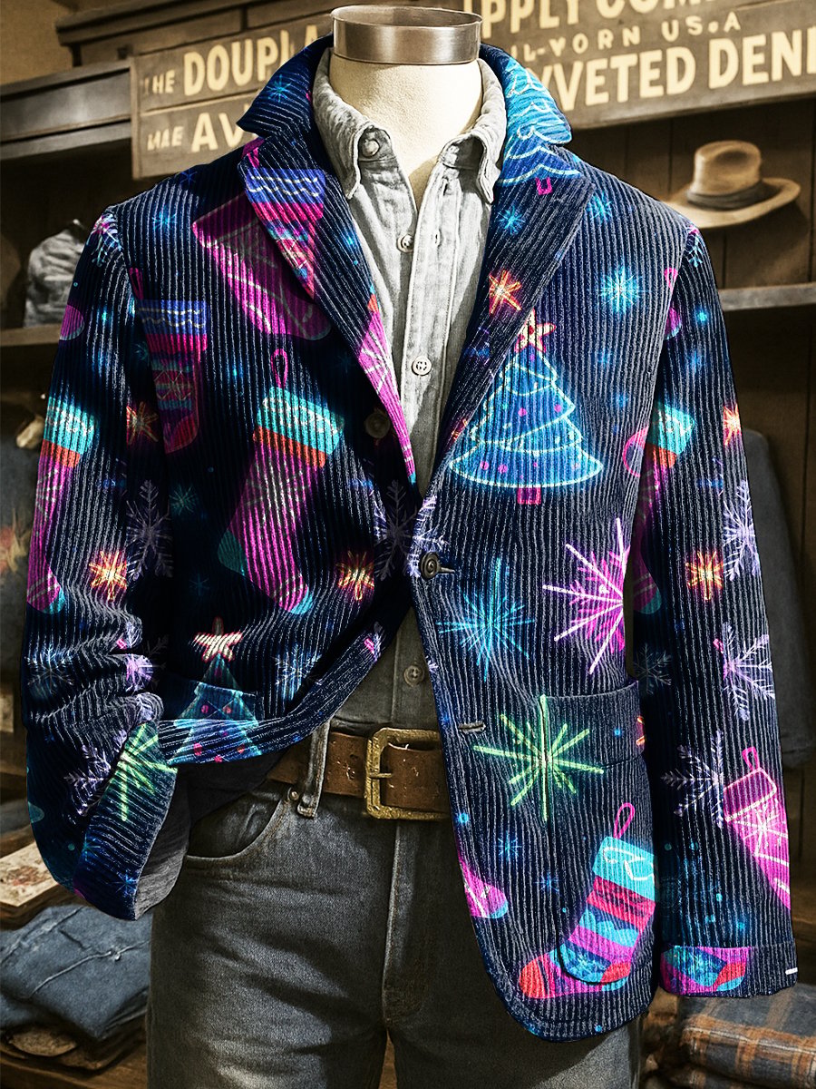 Men's Corduroy Christmas Lapel Suit Jacket