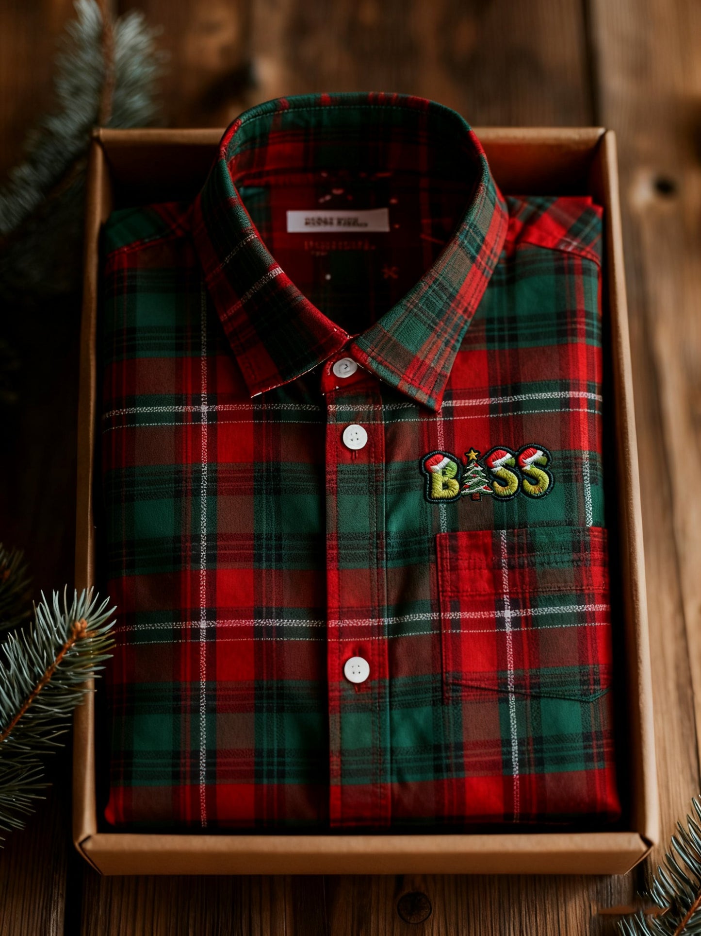Men's Business Christmas Print Long-Sleeve Shirt