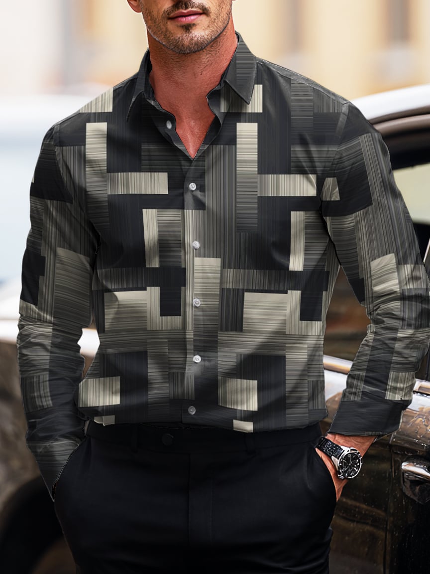 Men's Business Casual Art Button Short Sleeve Long Sleeve Shirt