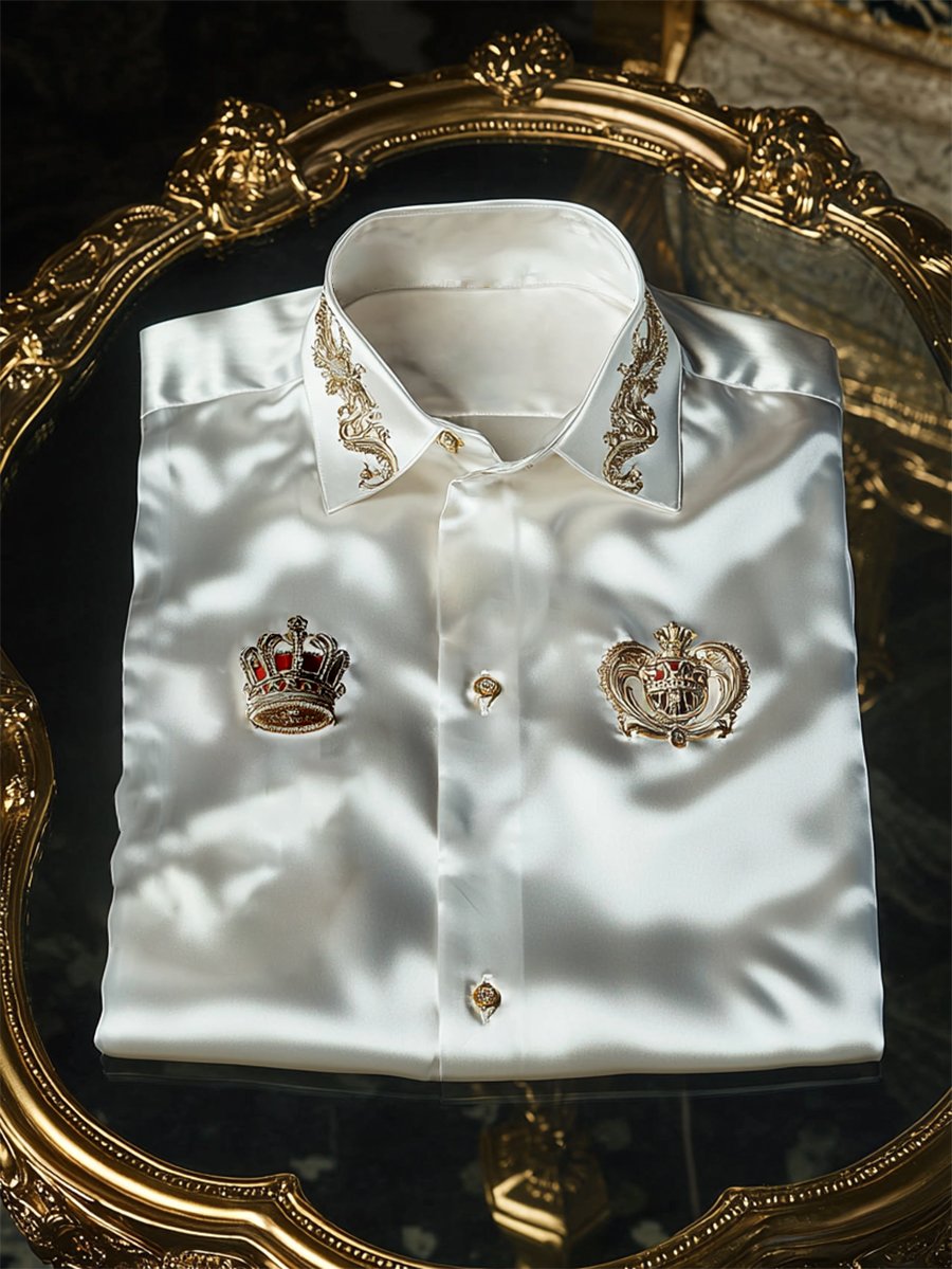 Men's Satin Luxe Long Sleeve Button Down Shirt