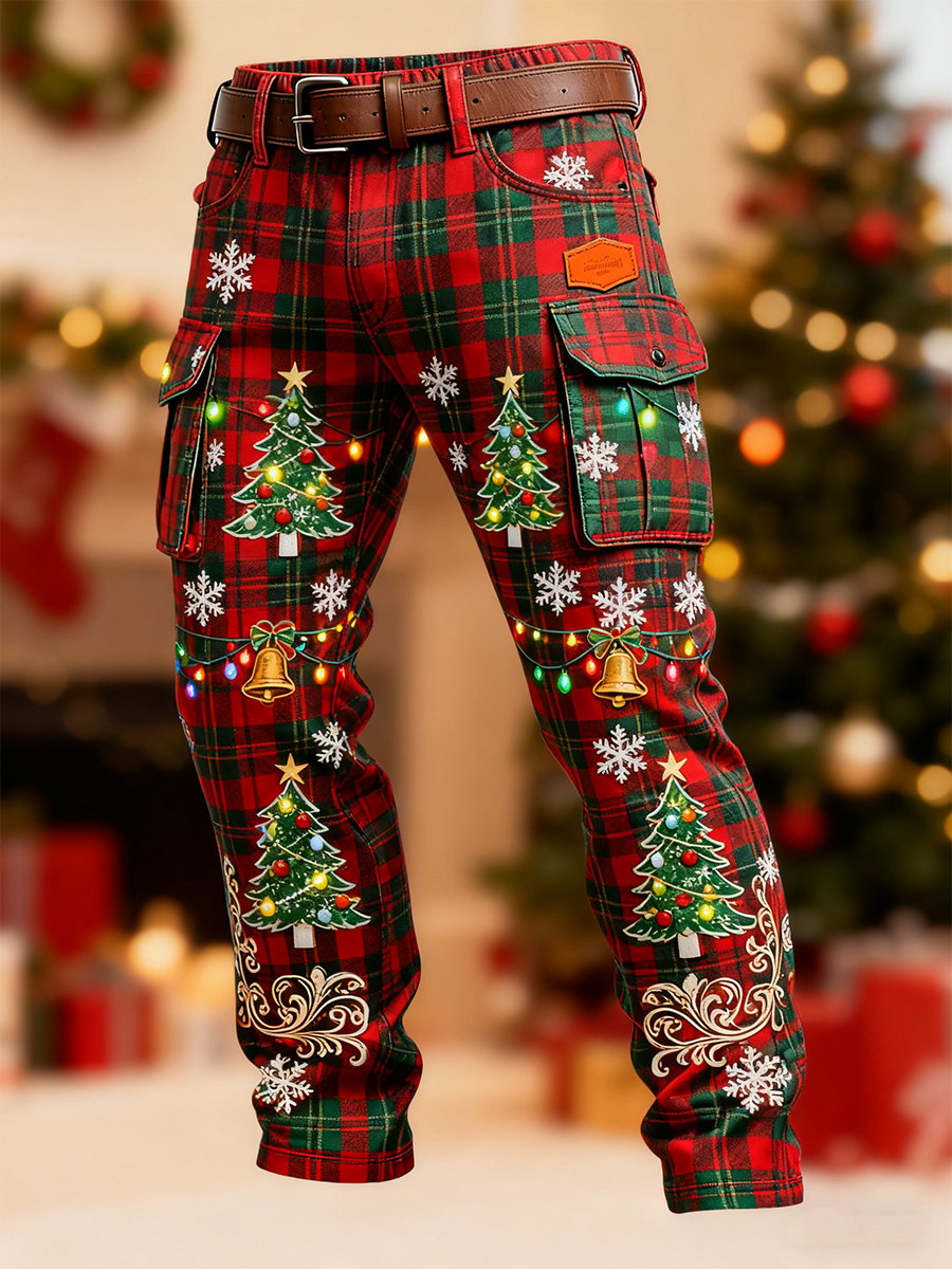 Men's Christmas Tree Print Cargo Pants