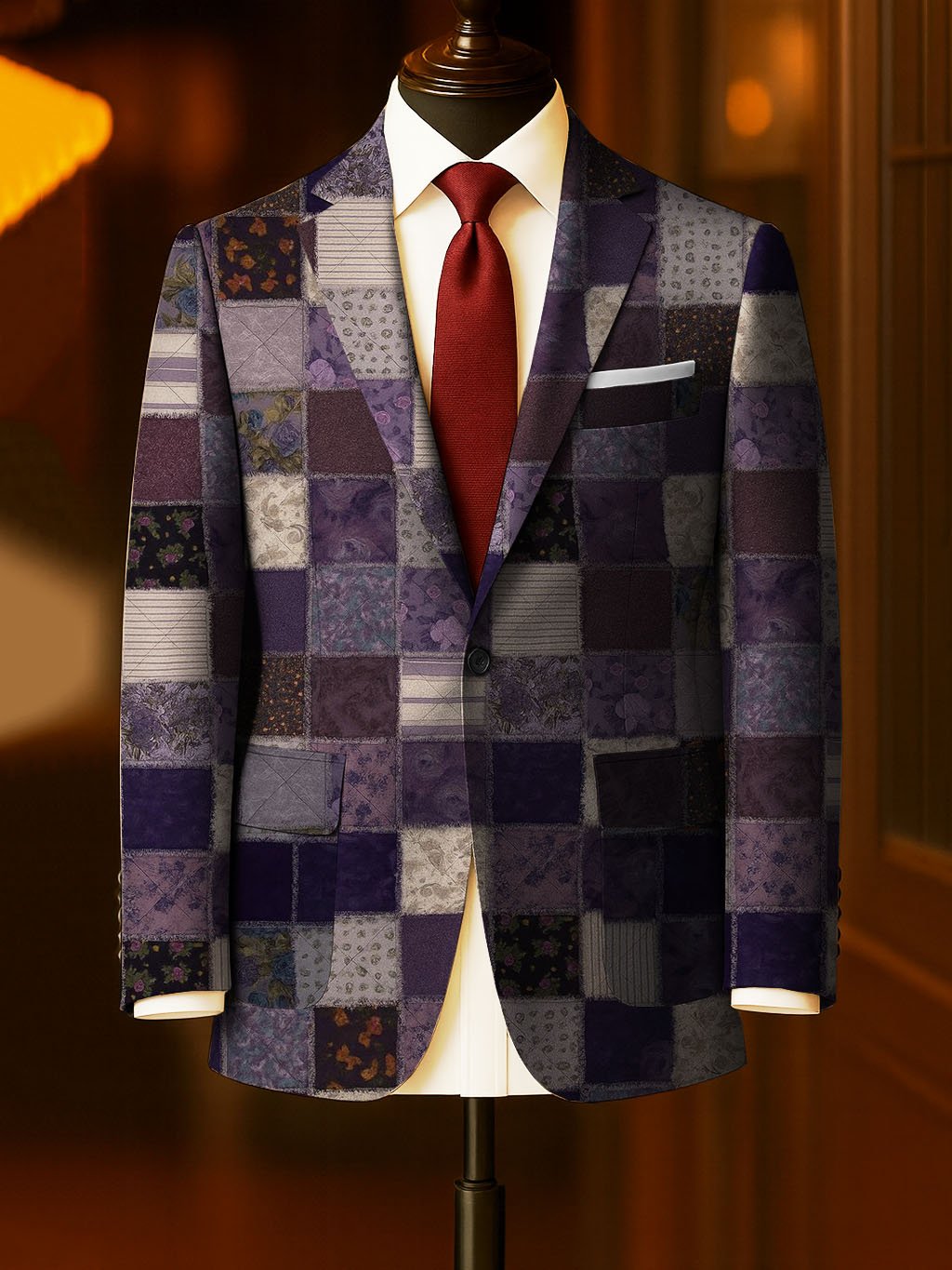 Men's Business Casual Large Pocket Print Blazers