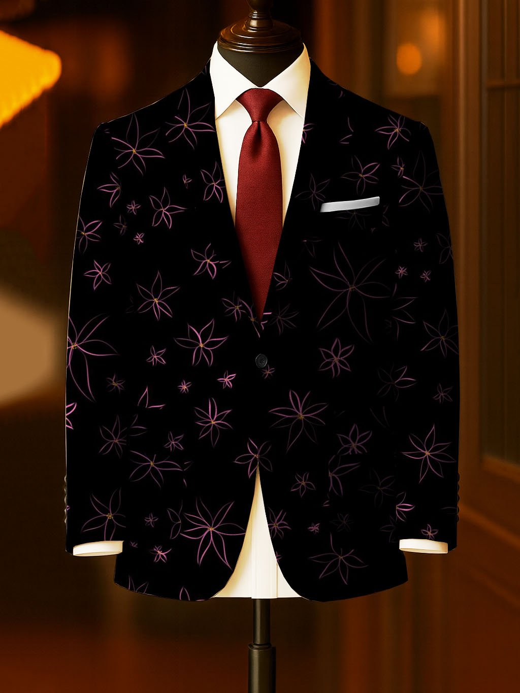 Men's Business Casual Large Pocket Print Blazers