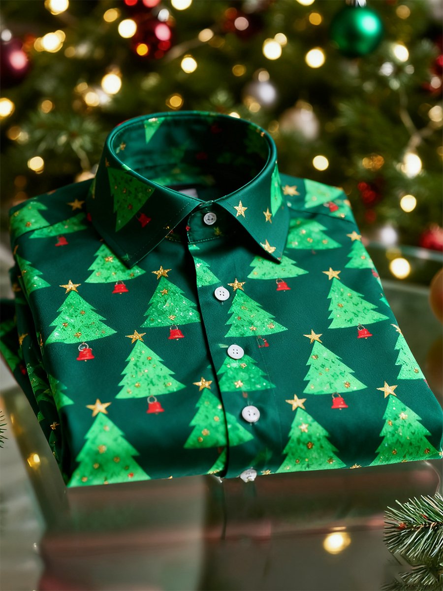 Men's Christmas Long Sleeve Button-Down Shirt