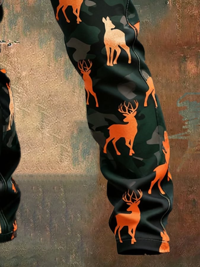 Men's Vintage Camouflage Distressed Pocket Work Pants