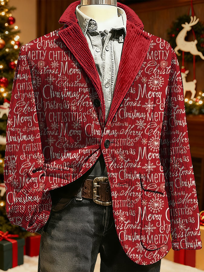 Men's Christmas Art Design Print Casual Coat