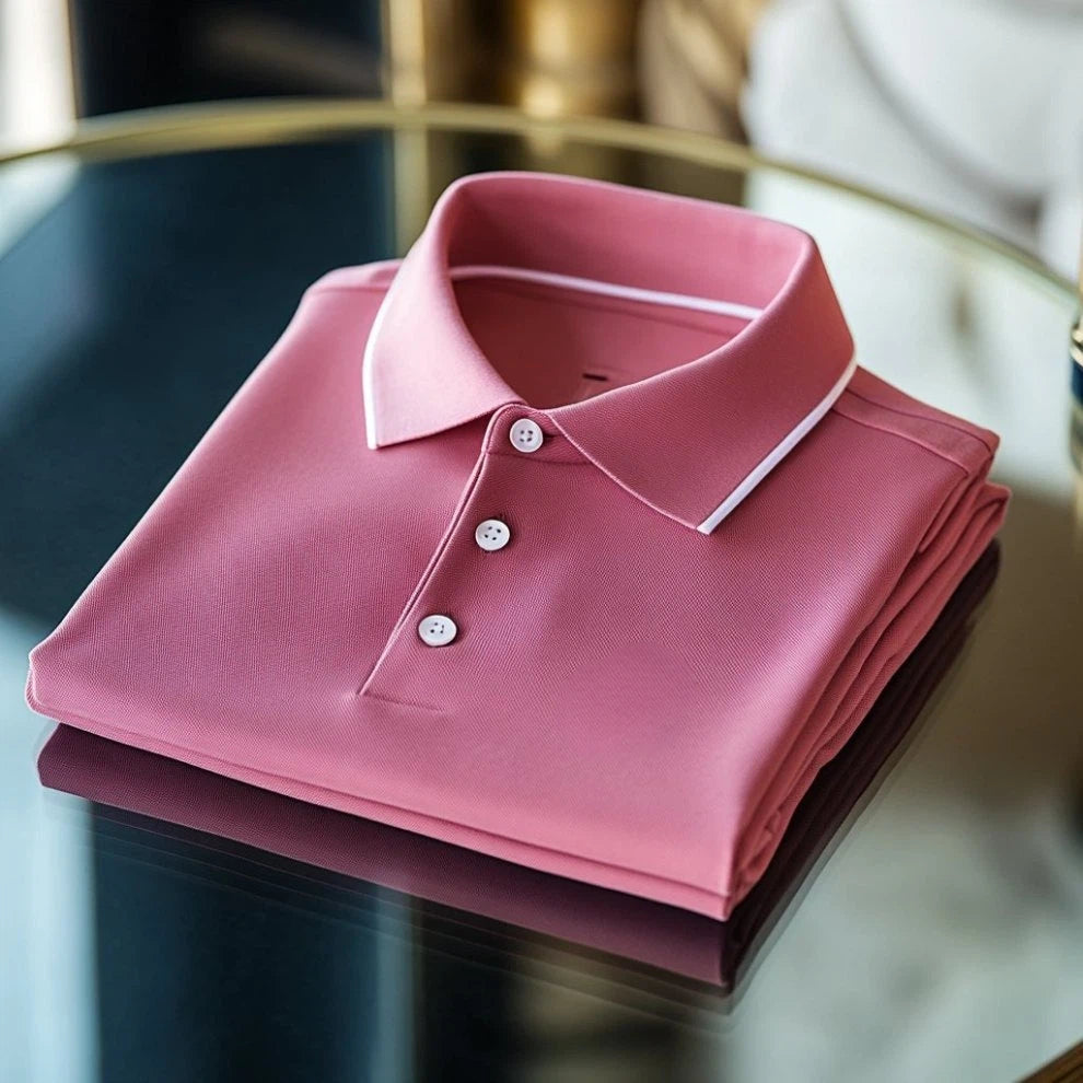Men's Business Casual Embroidered Button Short Sleeve Polo Shirt