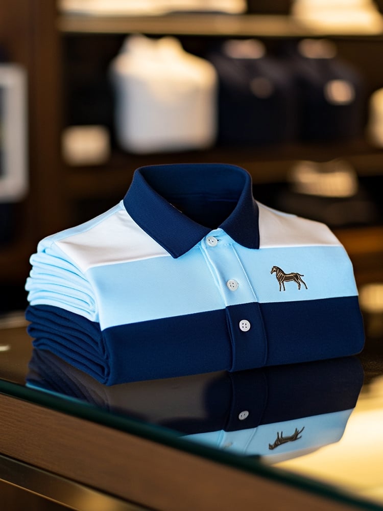 Men's Business Casual Logo Button Short Sleeve Polo Shirt