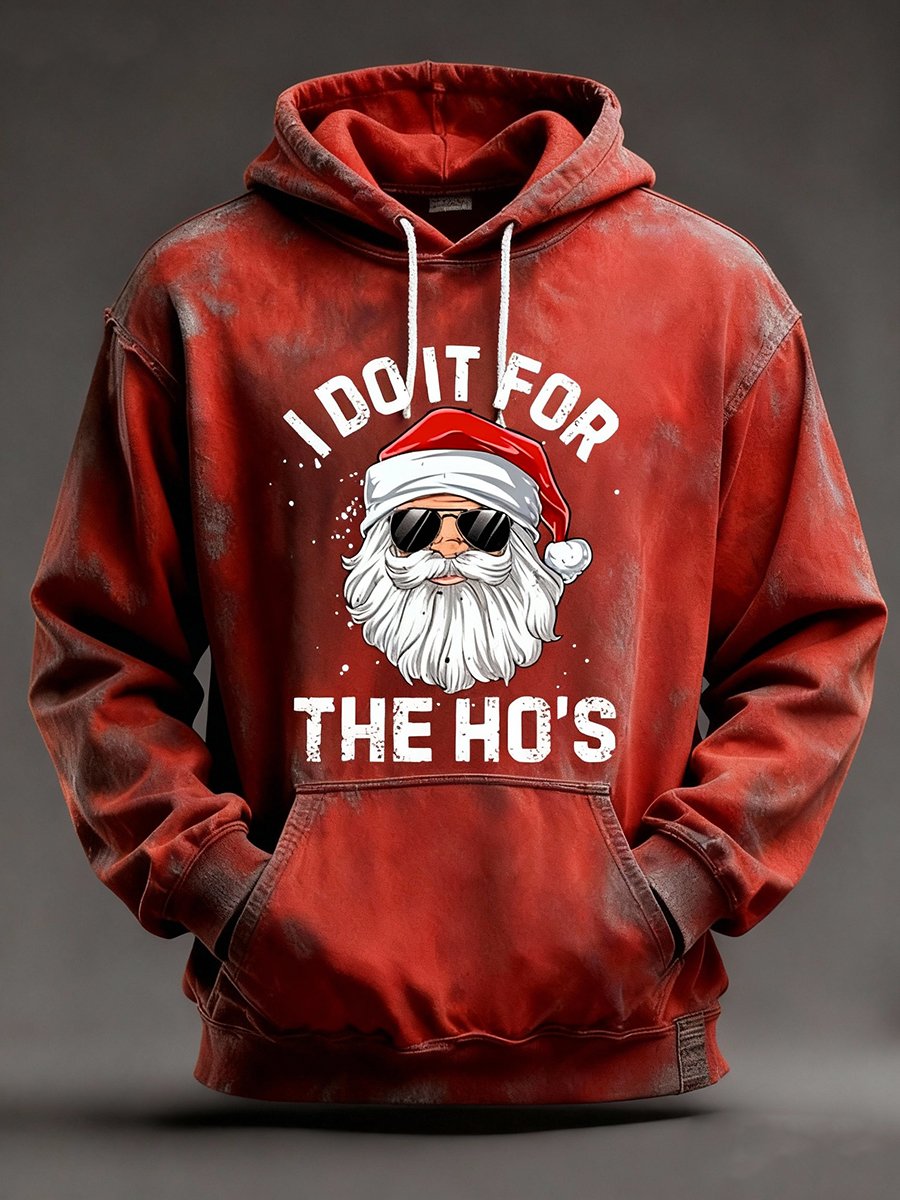Humorous Santa Claus Print Hoodie