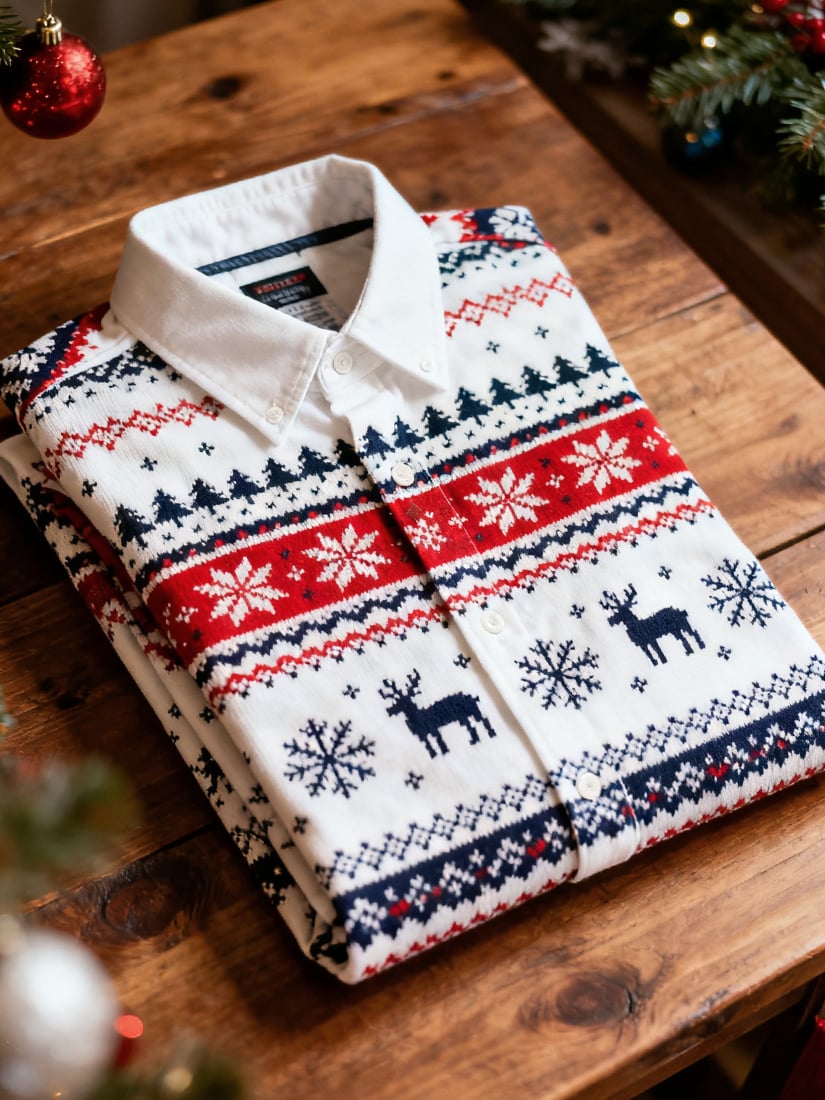 Men's Christmas Long Sleeve Button-Down Shirt