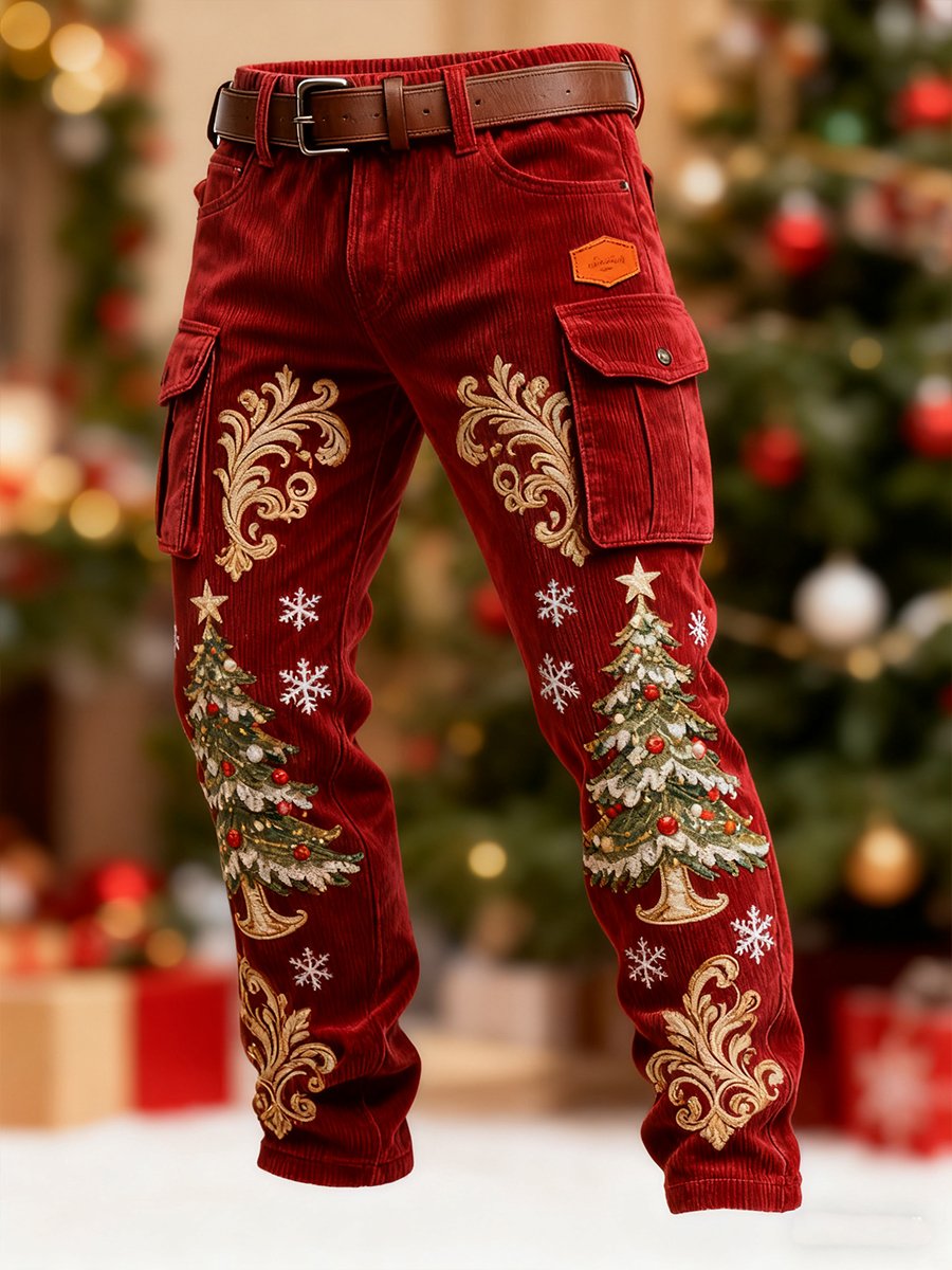 Men's Corduroy Christmas Tree Pants